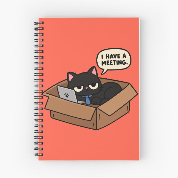 Item preview, Funny Black Cat Work Meeting in a Box Cartoon designed and sold by MewMade.