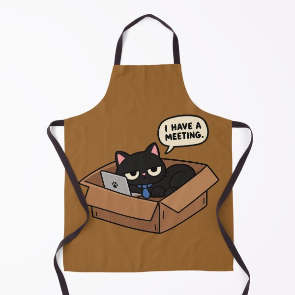 Item preview, Funny Black Cat Work Meeting in a Box Cartoon designed and sold by MewMade.