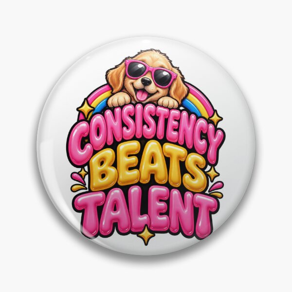 Item preview, Consistency Beats Talent – Cute Golden Puppy In Sunglasses Inflatable Balloon Typography T-Shirt Design designed and sold by ZayCreates.