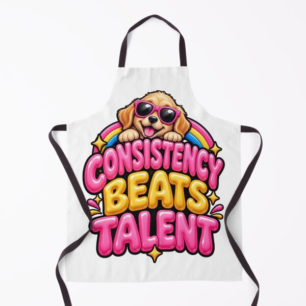 Item preview, Consistency Beats Talent – Cute Golden Puppy In Sunglasses Inflatable Balloon Typography T-Shirt Design designed and sold by ZayCreates.