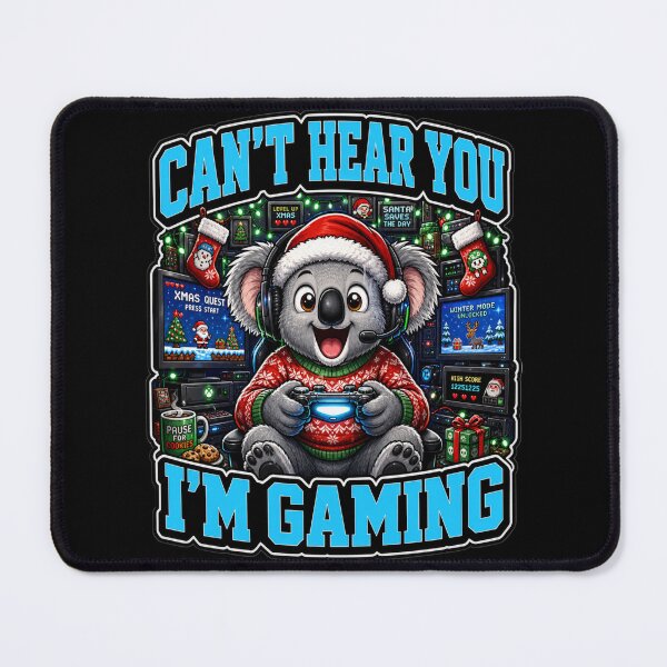 Item preview, Can't Hear You I'm Gaming Gamer Koala Christmas designed and sold by Design Vibras.