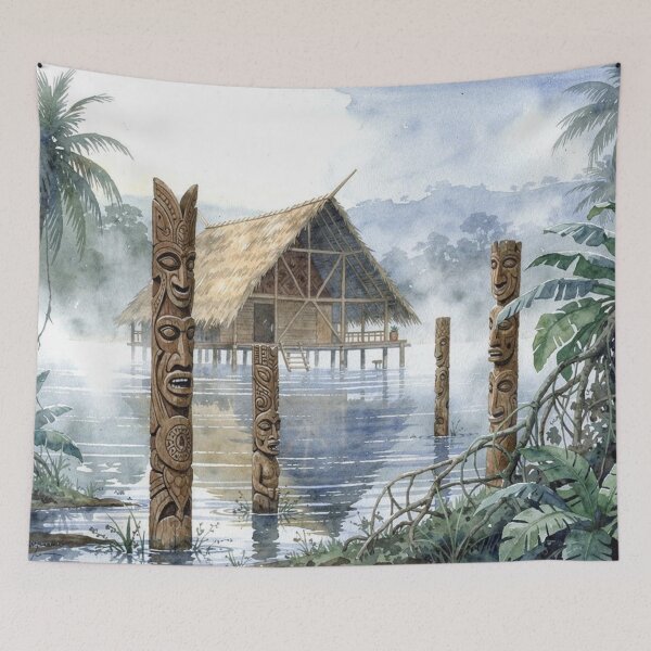 Item preview, House on stilts (Melanesian art) designed and sold by jefboutique6150.