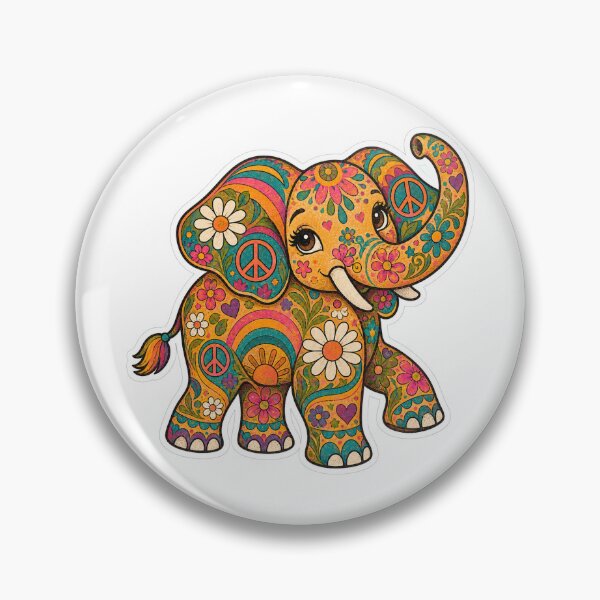 Item preview, Cute Hippie Elephant – Psychedelic Peace & Love Boho designed and sold by Antoniowka.