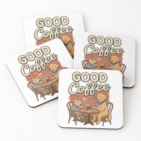Item preview, Good Coffee Vintage Cat and Dog Cafe Illustration designed and sold by cloneshark.