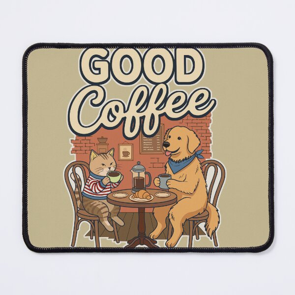Item preview, Good Coffee Vintage Cat and Dog Cafe Illustration designed and sold by cloneshark.