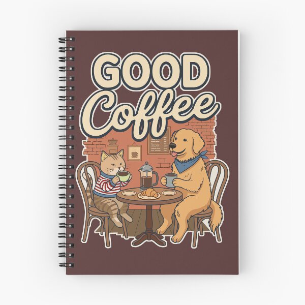 Item preview, Good Coffee Vintage Cat and Dog Cafe Illustration designed and sold by cloneshark.