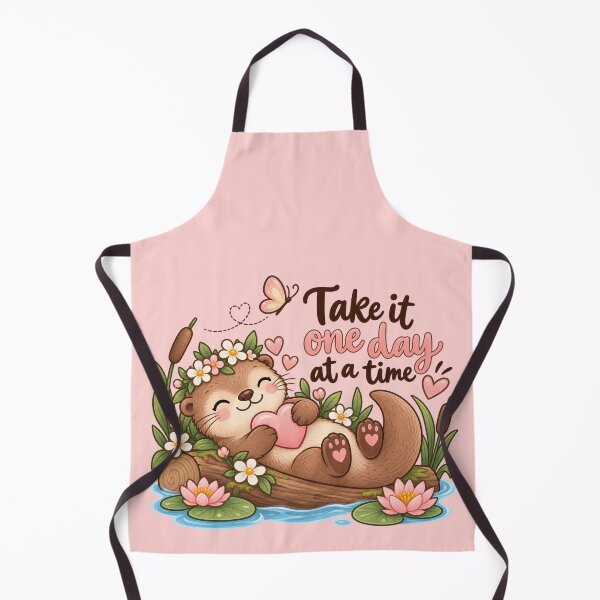 Item preview, Take It One Day at a Time Cute Otter Floral Watercolor Design designed and sold by StickyDelights.