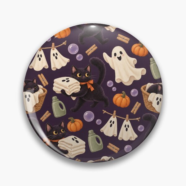 Item preview, Ghost Laundry Pattern – Cute Halloween Black Cats designed and sold by Mildly Functional.