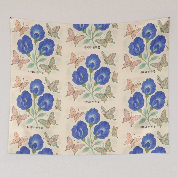 Item preview, Minhwa Garden Flight – Butterfly Pea with Folk Butterflies designed and sold by bloomling.