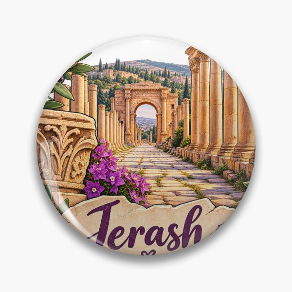 Item preview, Jerash Jordan Ancient Roman Ruins Travel Sticker Design designed and sold by GoldenSparkleShop.
