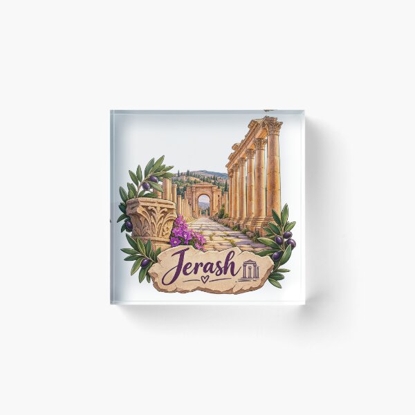 Item preview, Jerash Jordan Ancient Roman Ruins Travel Sticker Design designed and sold by GoldenSparkleShop.