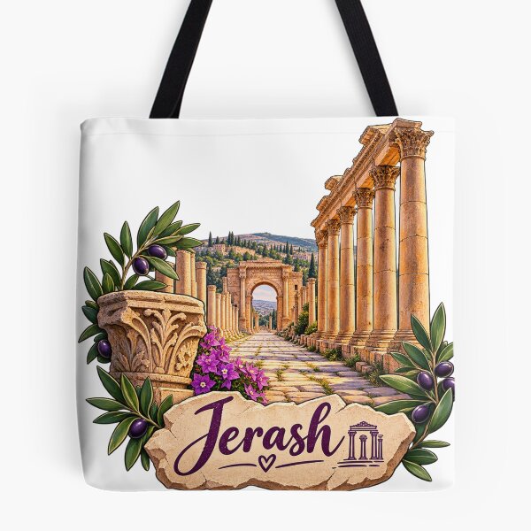 Item preview, Jerash Jordan Ancient Roman Ruins Travel Sticker Design designed and sold by GoldenSparkleShop.
