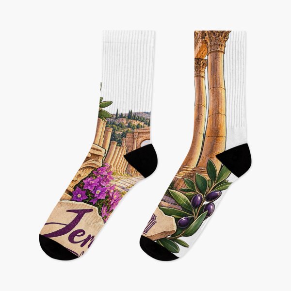 Item preview, Jerash Jordan Ancient Roman Ruins Travel Sticker Design designed and sold by GoldenSparkleShop.