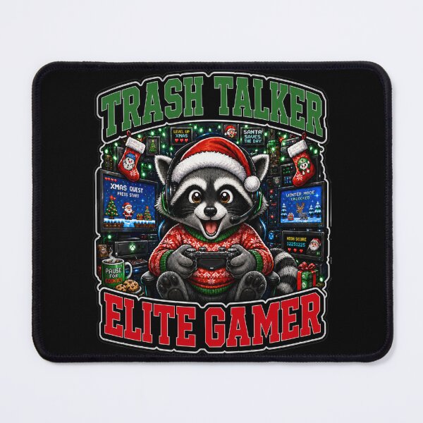 Item preview, Trash Talker Elite Gamer Raccoon Christmas designed and sold by Design Vibras.
