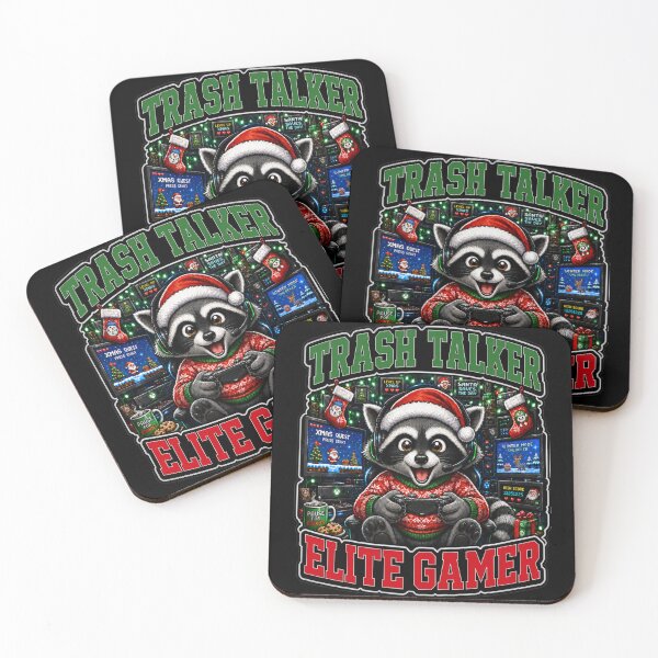 Artikelvorschau, Trash Talker Elite Gamer Waschbär Weihnachten entworfen und verkauft von Design Vibras.