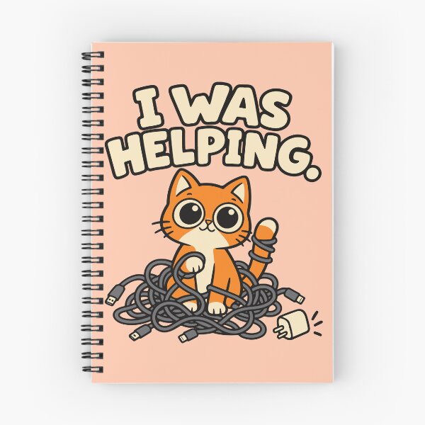 Item preview, I Was Helping Funny Cat and Charging Cable Cartoon designed and sold by MewMade.
