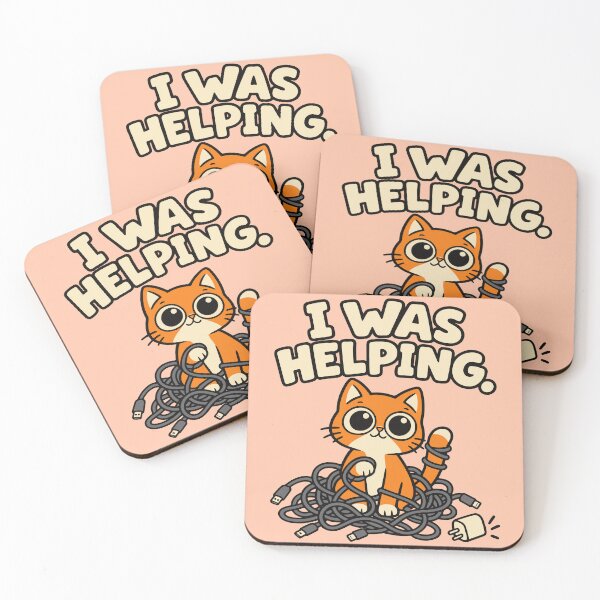 Item preview, I Was Helping Funny Cat and Charging Cable Cartoon designed and sold by MewMade.