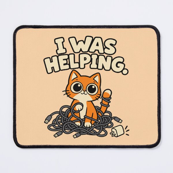Item preview, I Was Helping Funny Cat and Charging Cable Cartoon designed and sold by MewMade.