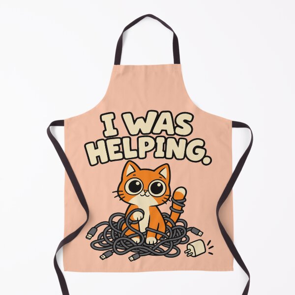 Item preview, I Was Helping Funny Cat and Charging Cable Cartoon designed and sold by MewMade.