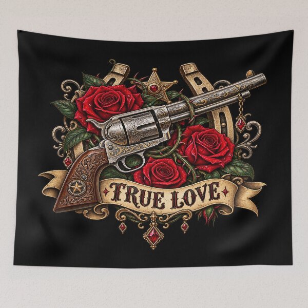 Item preview, True Love – Western Revolver and Roses designed and sold by TroviTutto.