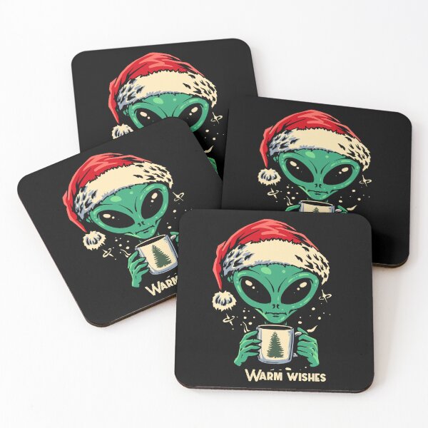 Item preview, Funny Christmas Alien Drinking Coffee Warm Wishes Holiday Design designed and sold by phsycartwork.