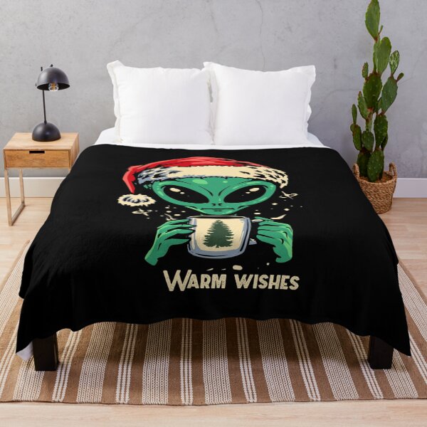 Item preview, Funny Christmas Alien Drinking Coffee Warm Wishes Holiday Design designed and sold by phsycartwork.