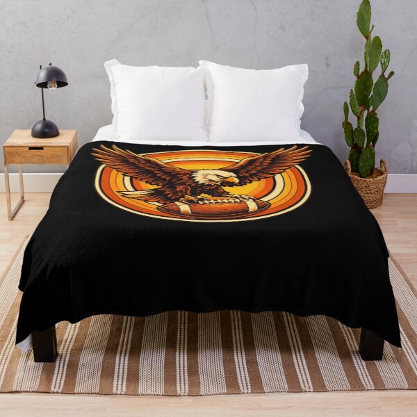 Item preview, Aggressive Bald Eagle Clutching Football Retro Sunset Sports designed and sold by slmfams.
