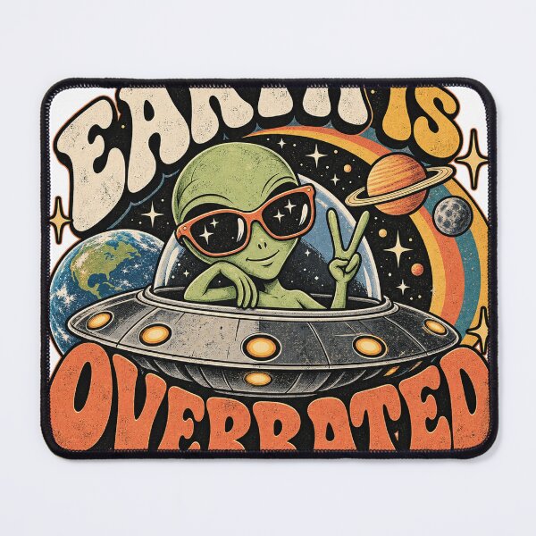 Item preview, Earth Is Overrated – Retro Alien UFO Space Design designed and sold by Vividy.