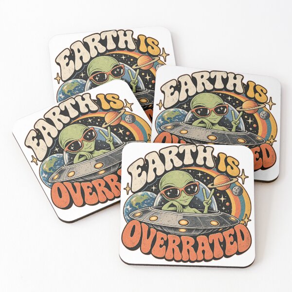 Item preview, Earth Is Overrated – Retro Alien UFO Space Design designed and sold by Vividy.