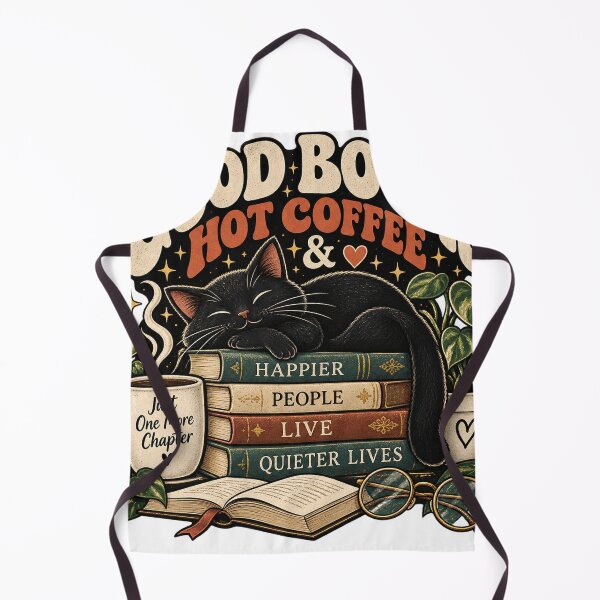 Item preview, Good Books & Hot Coffee – Cozy Black Cat Reading Design designed and sold by Vividy.
