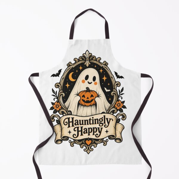 Item preview, Hauntingly Happy Vintage Ghost Halloween Pumpkin Retro Spooky Design designed and sold by Sanika arts .