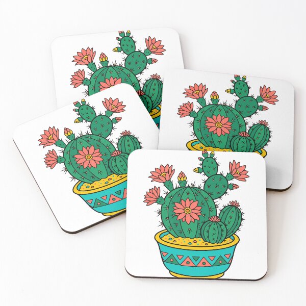 Item preview, Blooming Desert Cactus Cluster Flat Color Illustration designed and sold by seunghus.