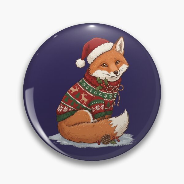 Item preview, Festive Christmas Fox in Santa Hat and Scarf designed and sold by PunchDrop.
