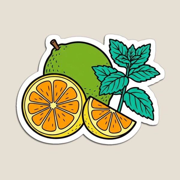 Artikelvorschau, Illustration mit frischen Zitrusscheiben und Minze (Flache Farben) entworfen und verkauft von seunghus.