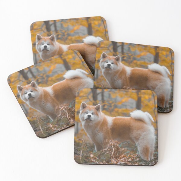 Item preview, Japanese Akita Inu Standing in an Autumn Forest designed and sold by VanGaldo.