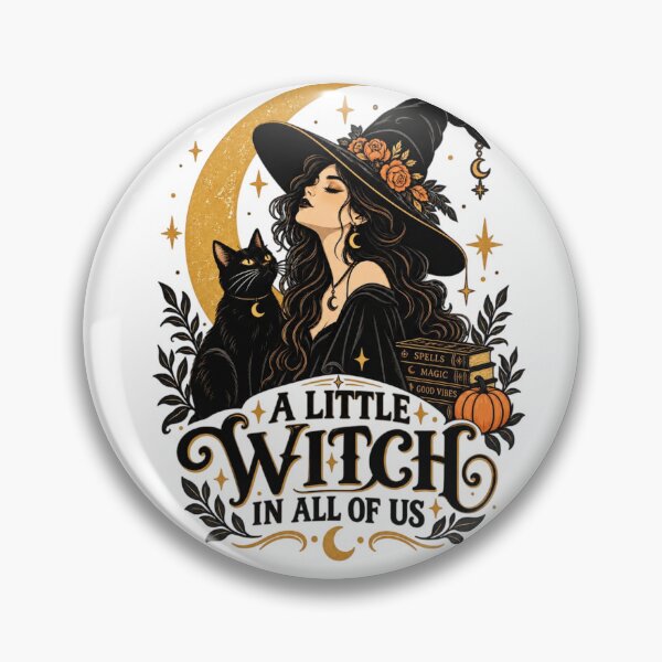 Item preview, A Little Witch in All of Us – Vintage Witch Moon Halloween Design designed and sold by Sanika arts .