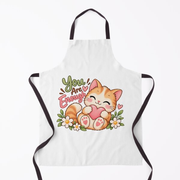 Item preview, You Are Enough Cute Cat Floral Heart Inspirational Sticker designed and sold by StickyDelights.