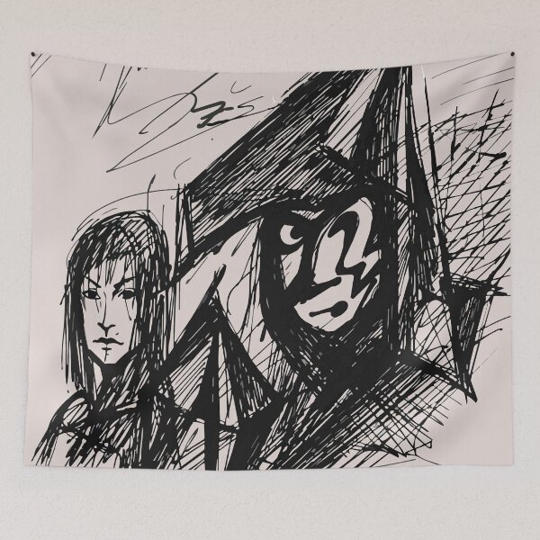 Item preview, Hooded Figure Sketch - Dark Ink Art designed and sold by photossmirnov.