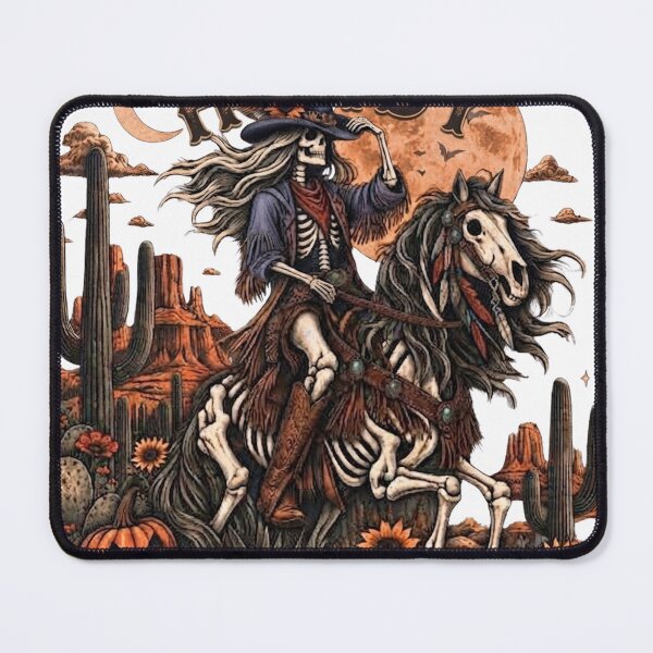 Item preview, Skeleton Cowgirl on Skeletal Horse - Spooky Western Halloween Graphic Tee Design designed and sold by CreativeNest Prints.