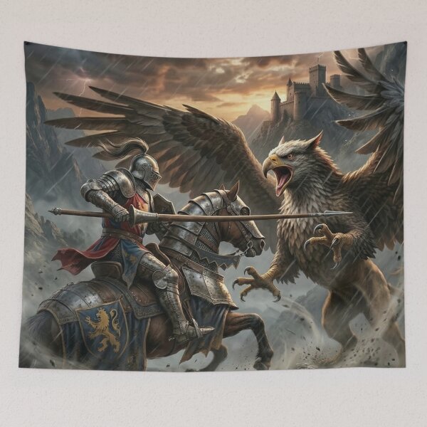 Item preview, Griffin vs Knight - Epic Fantasy Battle Art designed and sold by Lucid Dream Pixel.