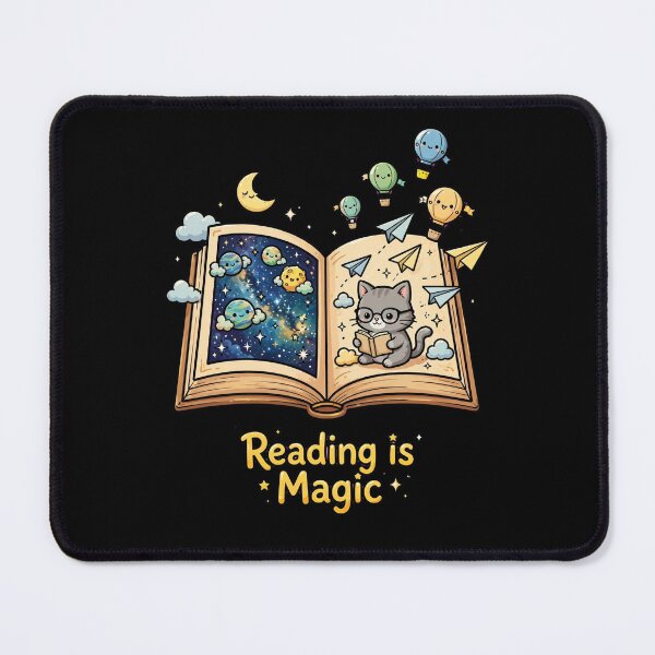 Item preview, Reading is Magic - Cute Book Lover Cat And Galaxy Book Portal designed and sold by NovaNest Studio.