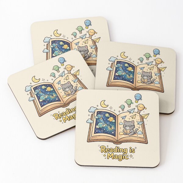 Item preview, Reading is Magic - Cute Book Lover Cat And Galaxy Book Portal designed and sold by NovaNest  Studio.
