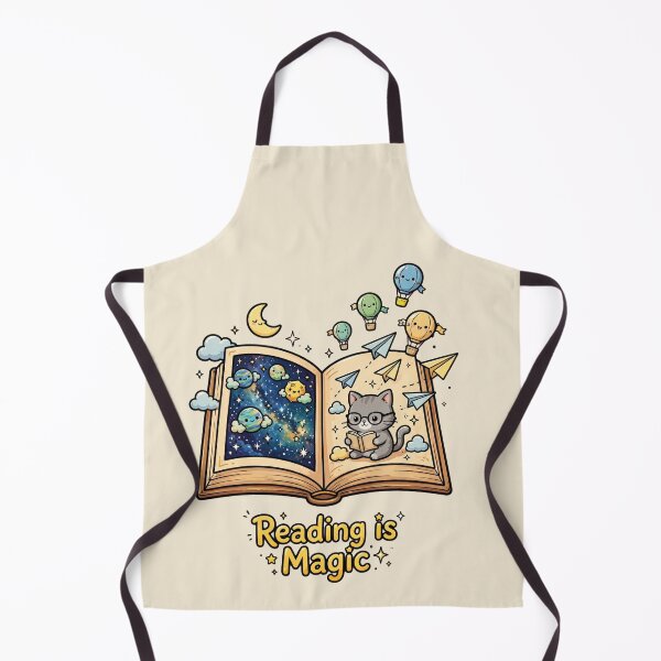 Item preview, Reading is Magic - Cute Book Lover Cat And Galaxy Book Portal designed and sold by NovaNest  Studio.