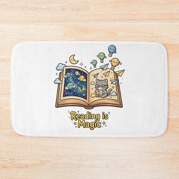 Item preview, Reading is Magic - Cute Book Lover Cat And Galaxy Book Portal designed and sold by NovaNest  Studio.