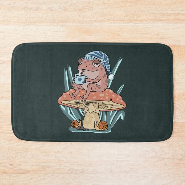 Item preview, Frog Drinking Coffee Sleeping Cap Cottagecore Mushroom designed and sold by LeshanArt.
