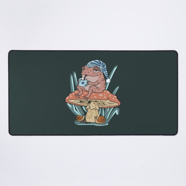Item preview, Frog Drinking Coffee Sleeping Cap Cottagecore Mushroom designed and sold by LeshanArt.