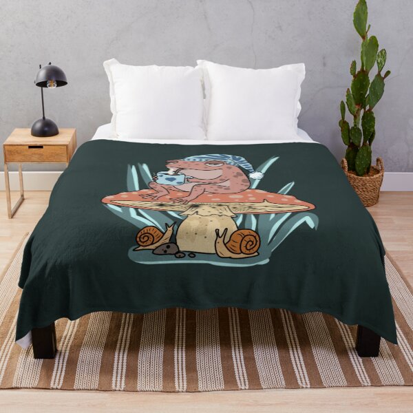 Item preview, Frog Drinking Coffee Sleeping Cap Cottagecore Mushroom designed and sold by LeshanArt.