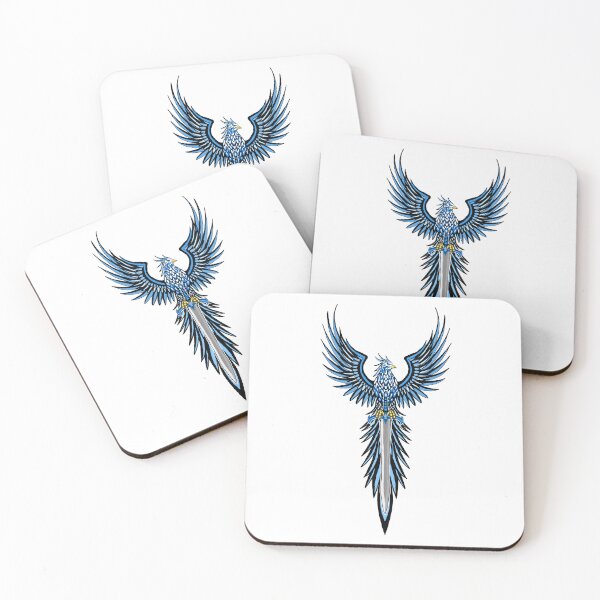 Item preview, Majestic Blue Phoenix with Fantasy Knight Sword Crest designed and sold by URSM.