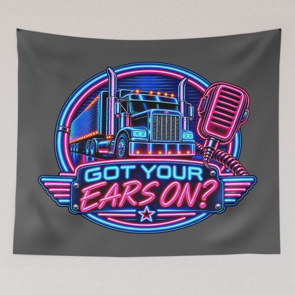 Item preview, Got Your Ears On Neon Semi Truck - CB Radio Oval Emblem Art designed and sold by NomadForge.