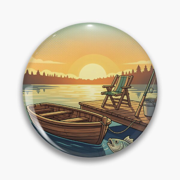 Item preview, Gone Fishing 3D Comic Lake Sunset Art designed and sold by DIUMERI.